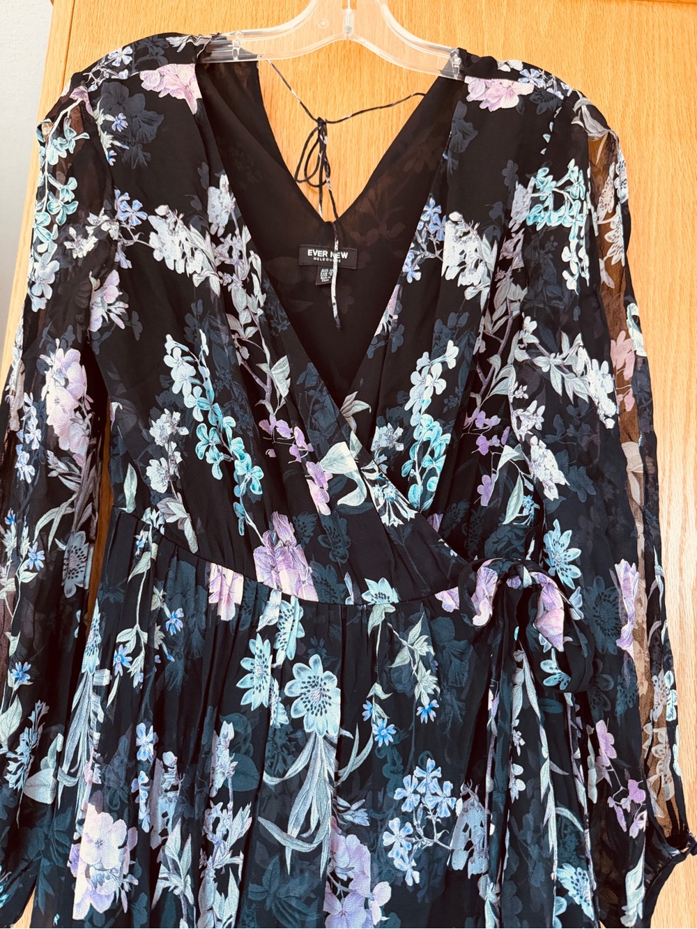 Ever new Melbourne Size 6 long sleeve Floral Wrap high low Dress